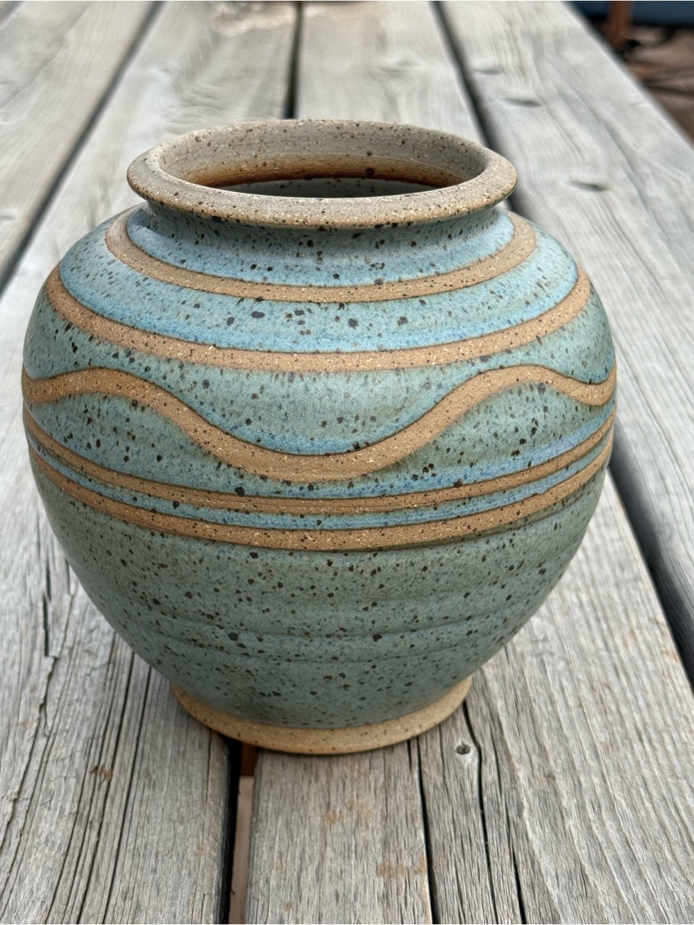 Vintage Amber Aguirre Studio Pottery Vase Hawaii Signed 6”